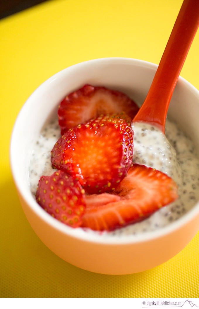Coconut Chia Seed Pudding with Strawberries - Photo by Big Sky Little Kitchen