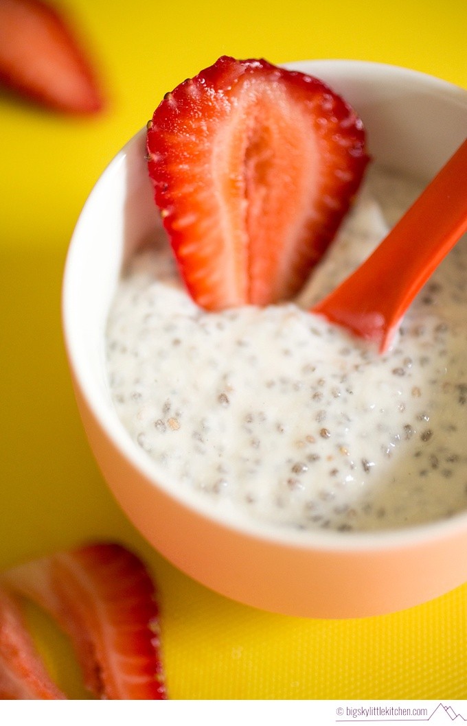 Coconut Chia Seed Pudding with Strawberries - Photo by Big Sky Little Kitchen