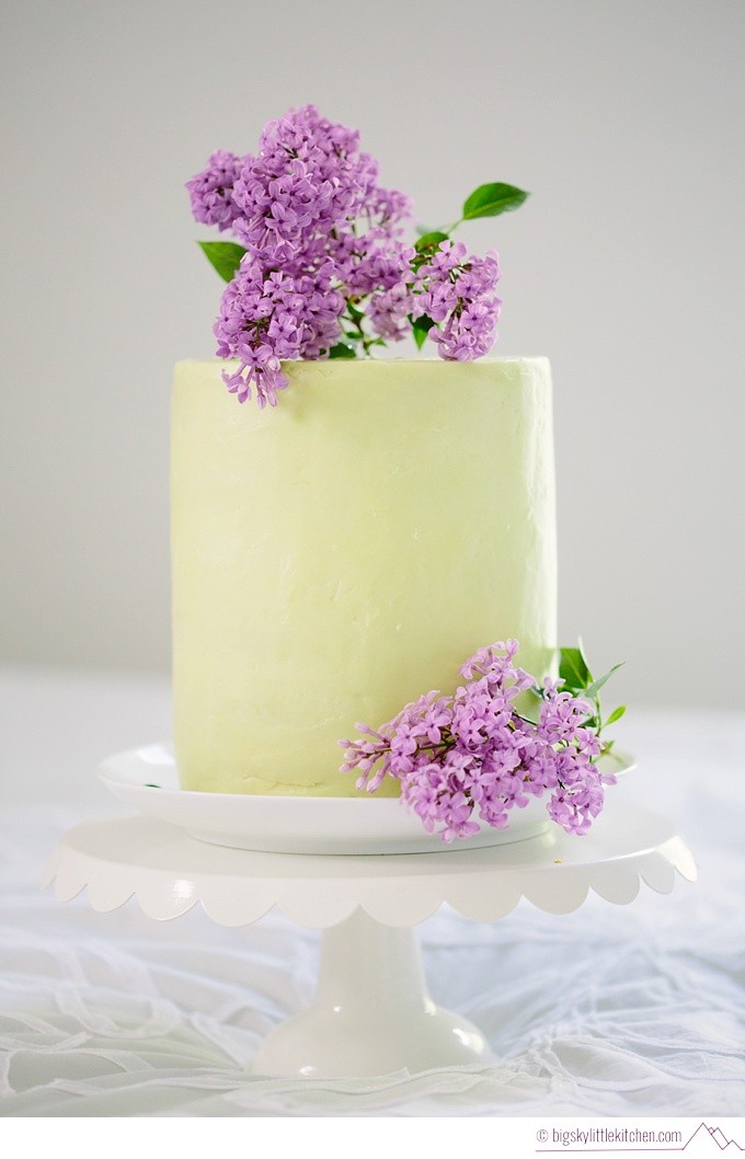 Vanilla Cake with Lilacs and Buttercream - Big Sky Little Kitchen