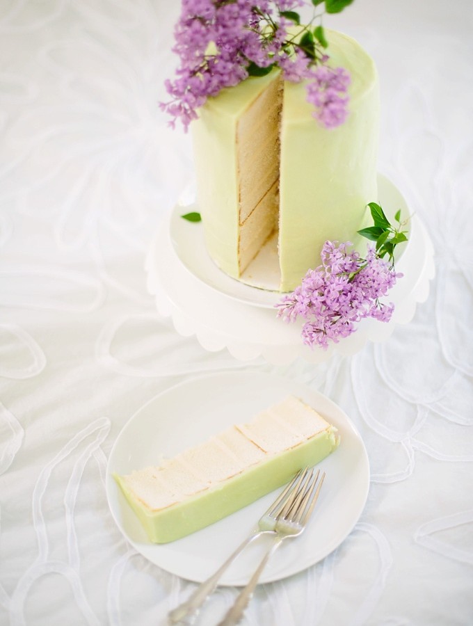 Vanilla Cake with Lilacs and Buttercream