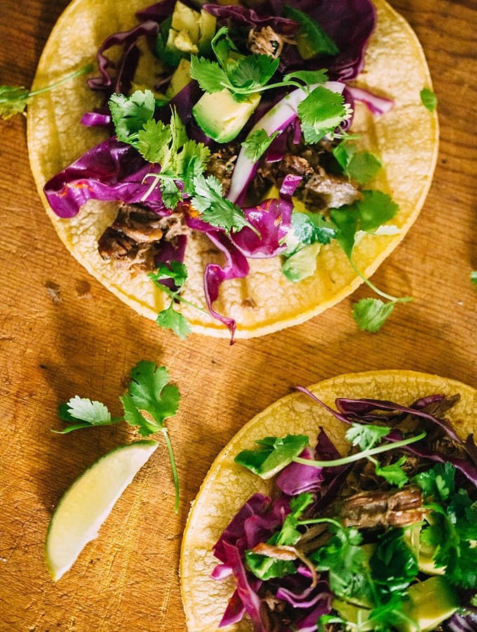 Carnitas Tacos with Red Cabbage Citrus Slaw