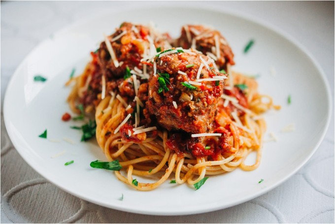 Slow Cooker Spaghetti and Meatballs - Photos by Kristine Paulsen Photography of Big Sky Little Kitchen