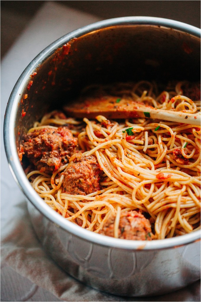 Slow Cooker Spaghetti and Meatballs - Photos by Kristine Paulsen Photography of Big Sky Little Kitchen